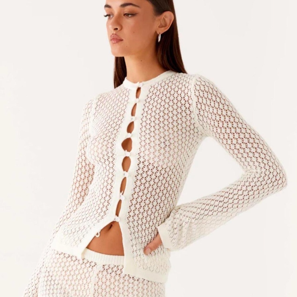 Peppermayo Ivory Crochet Knit Top